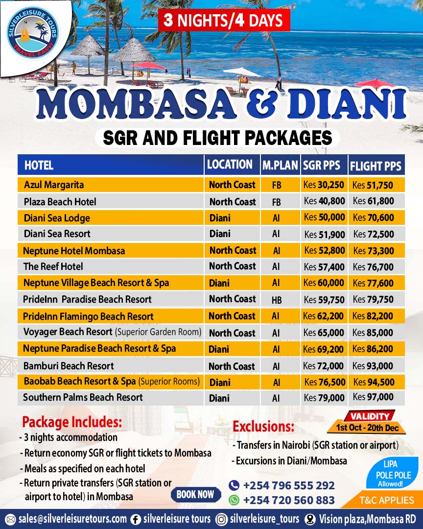 Mombasa 3 nights 4 days package